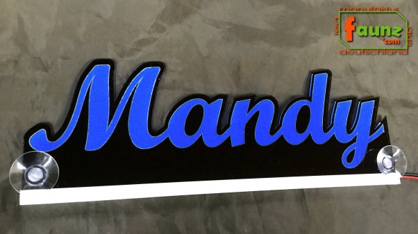 Ihr LED Wunschname "Mandy" Namensschild Leuchtschild Truckerschild
