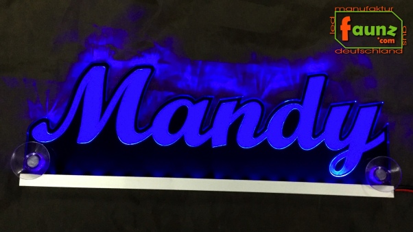 Ihr LED Wunschname "Mandy" Namensschild Leuchtschild Truckerschild