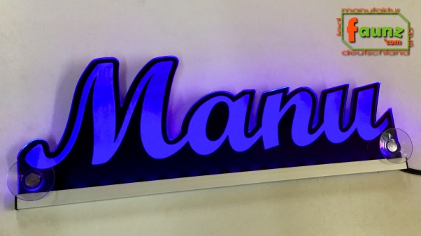 Ihr LED Wunschname "Manu" Namensschild Leuchtschild Truckerschild