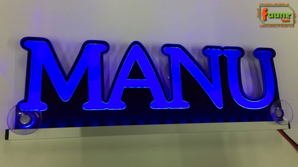 Ihr LED Wunschname "MANU" Namensschild Leuchtschild Truckerschild Großbuchstaben als Konturschnitt