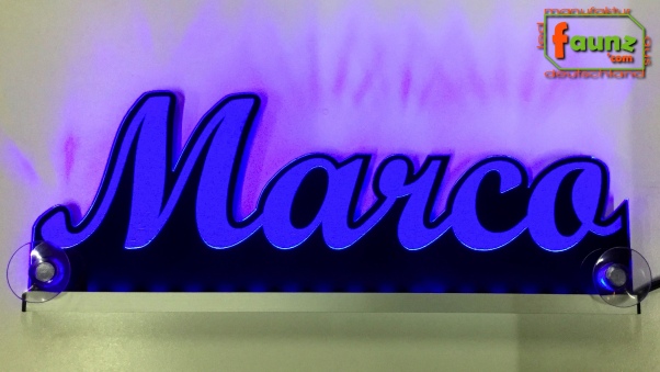 Ihr LED Wunschname "Marco" Namensschild Leuchtschild Truckerschild