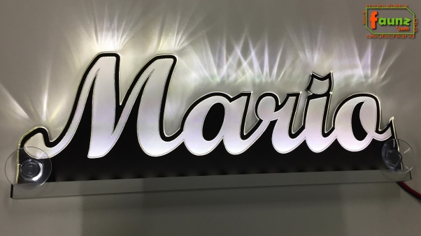 Ihr LED Wunschname "Mario" Namensschild Leuchtschild Truckerschild als Konturschnitt