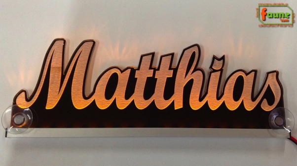 Ihr LED Wunschname "Matthias" Namensschild Leuchtschild Truckerschild