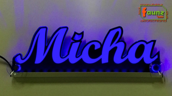 Ihr LED Wunschname "Micha" Namensschild Leuchtschild Truckerschild