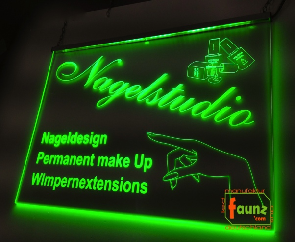 LED Werbeschild Firmenschild Gravur "Nagelstudio Makeup" Arztschild Kanzleischild Ladenschild Praxisschild Leuchtreklame Leuchtschild
