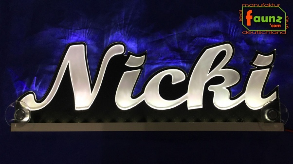 Ihr LED Wunschname "Nicki" Namensschild Leuchtschild Truckerschild