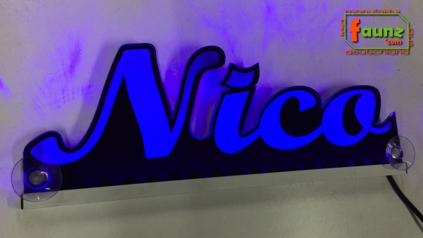Ihr LED Wunschname "Nico" Namensschild Leuchtschild Truckerschild