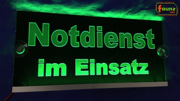 LED Einsatzschild "Notdienst im Einsatz" - Leuchtschild Warnschild Namensschild