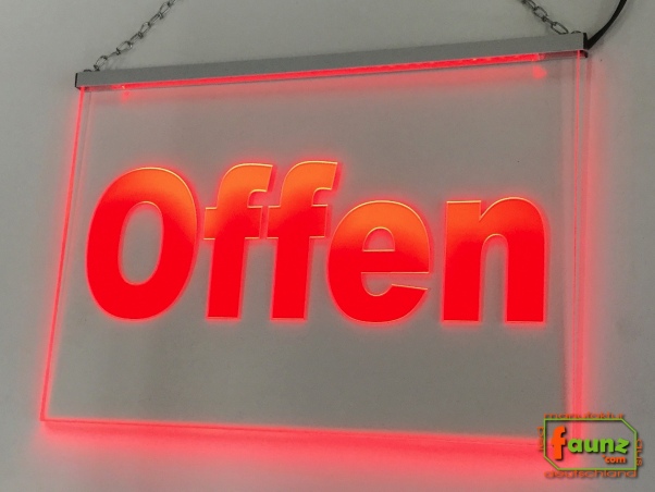 LED Hinweisschild Gravur “Offen" Info-Schild Signalschild Werbeschild Leuchtschild