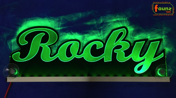 Ihr LED Wunschname "Rocky" Namensschild Leuchtschild Truckerschild
