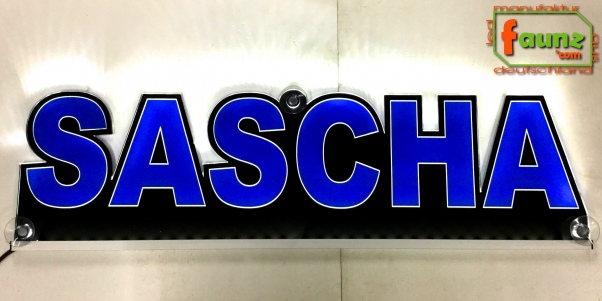 Ihr LED Wunschname "SASCHA" Namensschild Leuchtschild Truckerschild - Stil 2