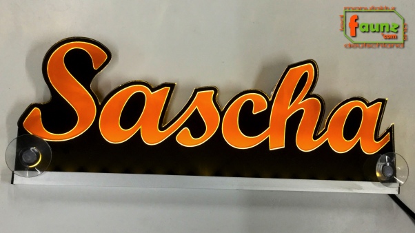 Ihr LED Wunschname "Sascha" Namensschild Leuchtschild Truckerschild