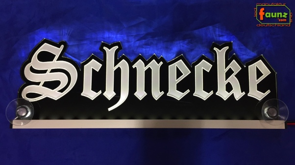 Ihr LED Wunschname "Schnecke" Altdeutsch Frakturschrift Namensschild Leuchtschild Truckerschild Konturschnitt