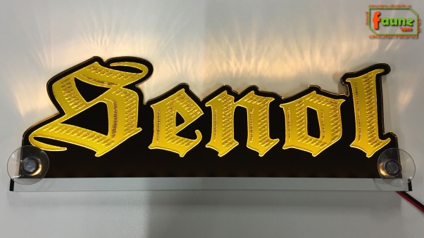 Ihr LED Wunschname "Senol" Altdeutsch Frakturschrift Namensschild Leuchtschild Truckerschild als Konturschnitt