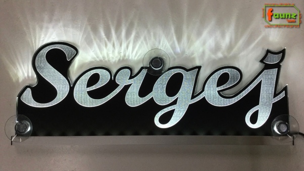 Ihr LED Wunschname "Sergej" Namensschild Leuchtschild Truckerschild