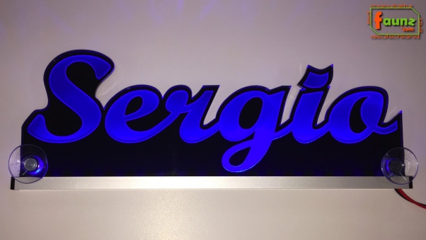 Ihr LED Wunschname "Sergio" Namensschild Leuchtschild Truckerschild