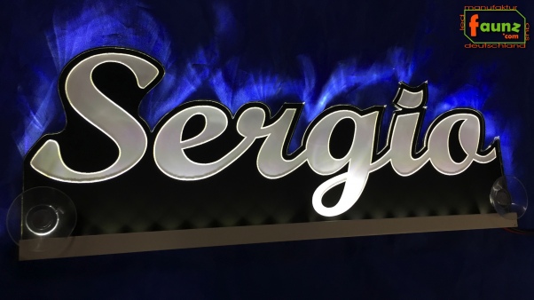 Ihr LED Wunschname "Sergio" Namensschild Leuchtschild Truckerschild