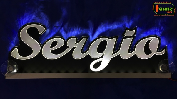 Ihr LED Wunschname "Sergio" Namensschild Leuchtschild Truckerschild