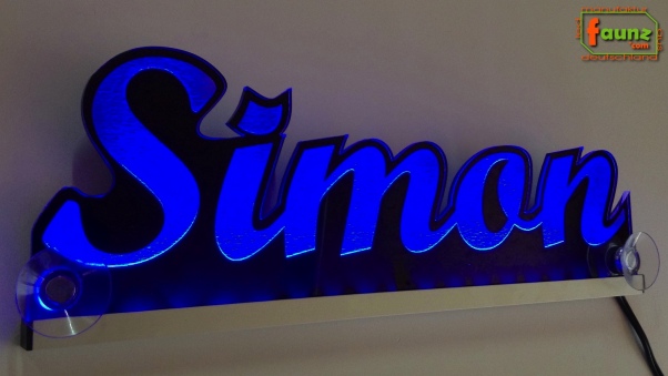 Ihr LED Wunschname "Simon" Namensschild Leuchtschild Truckerschild