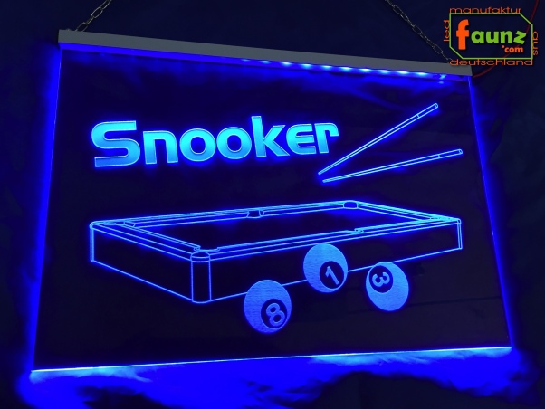 LED Werbeschild Angebotsschild Gravur "Snooker" Ladenschild Lichtwerbung Leuchtreklame Leuchtschild