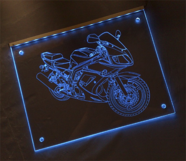 LED Fahrzeug-Gravur für "Suzuki SV650s Motorrad Bike" Oldtimer Liebhaber Tuning Wanddekoration Leuchtschild