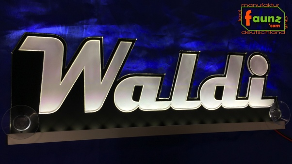 Ihr LED Wunschname "Waldi" Namensschild Leuchtschild Truckerschild