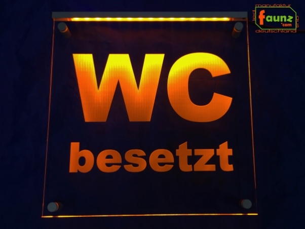 LED WC-Schild quadratisch "WC besetzt" (Klosett Örtchen Toilette) Toilettenschild Hinweisschild Wegweiser Leuchtschild