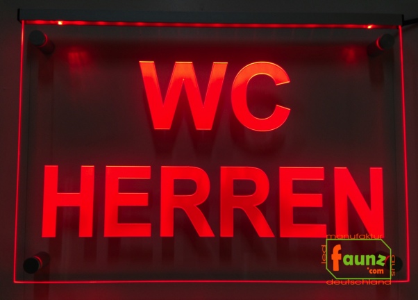 LED WC-Schild "WC Herren" (Klosett Örtchen Toilette) Toilettenschild Hinweisschild Wegweiser Leuchtschild