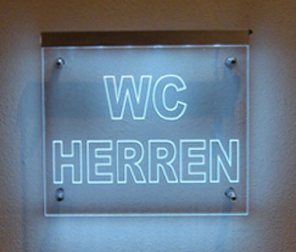 LED WC-Schild "WC Herren" (Klosett Örtchen Toilette) Toilettenschild Hinweisschild Wegweiser Leuchtschild