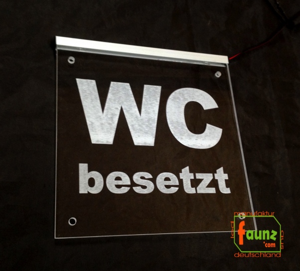 LED WC-Schild quadratisch "WC besetzt" (Klosett Örtchen Toilette) Toilettenschild Hinweisschild Wegweiser Leuchtschild