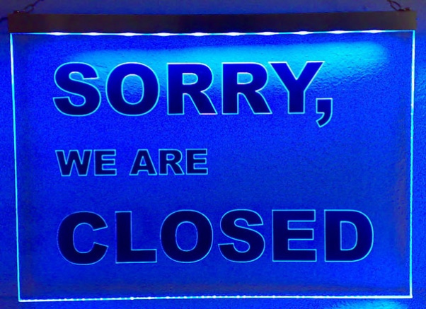 LED Hinweisschild "Sorry, we are closed" | Acrylglas Leuchtschild