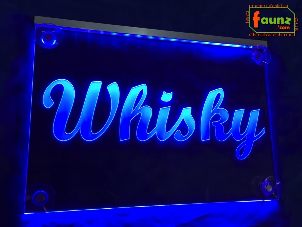 LED Werbeschild Angebotsschild Gravur "Whisky" Ladenschild Lichtwerbung Leuchtreklame Leuchtschild