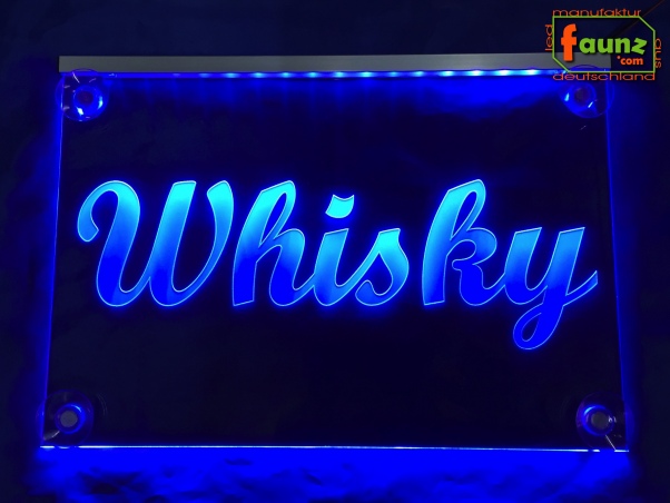 LED Werbeschild Angebotsschild Gravur "Whisky" Ladenschild Lichtwerbung Leuchtreklame Leuchtschild