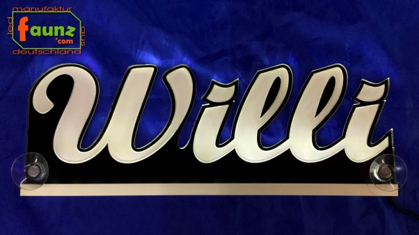 Ihr LED Wunschname "Willi" Namensschild Leuchtschild Truckerschild