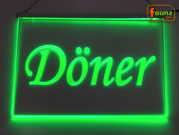 LED Werbeschild Angebotsschild Gravur "Döner" Ladenschild Lichtwerbung Leuchtreklame Leuchtschild