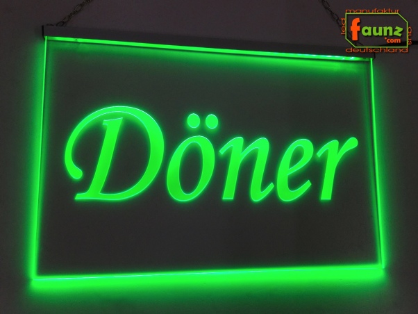 LED Werbeschild Angebotsschild Gravur "Döner" Ladenschild Lichtwerbung Leuchtreklame Leuchtschild