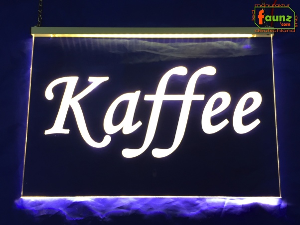 LED Werbeschild Angebotsschild Gravur "Kaffee" Ladenschild Lichtwerbung Leuchtreklame Leuchtschild