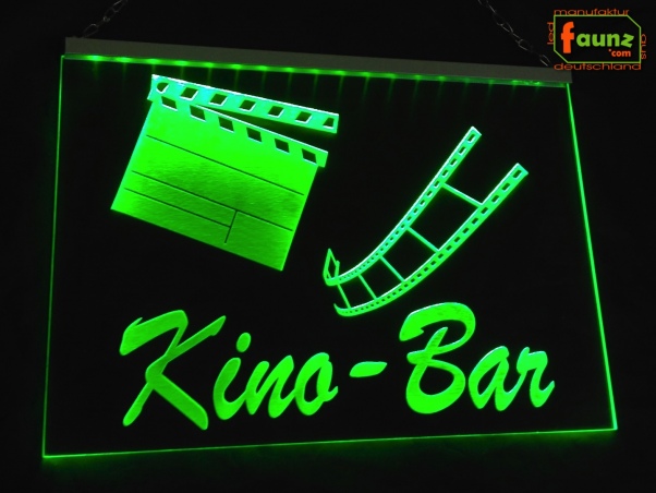 LED Werbeschild Firmenschild Gravur "Kino-Bar" Arztschild Kanzleischild Ladenschild Praxisschild Leuchtreklame Leuchtschild