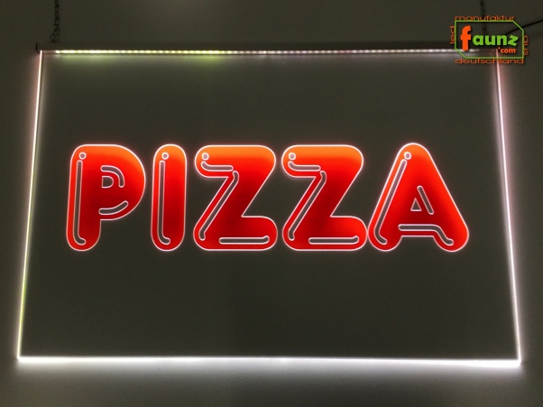 LED Werbeschild Angebotsschild Gravur "Pizza" Ladenschild Lichtwerbung Leuchtreklame Leuchtschild