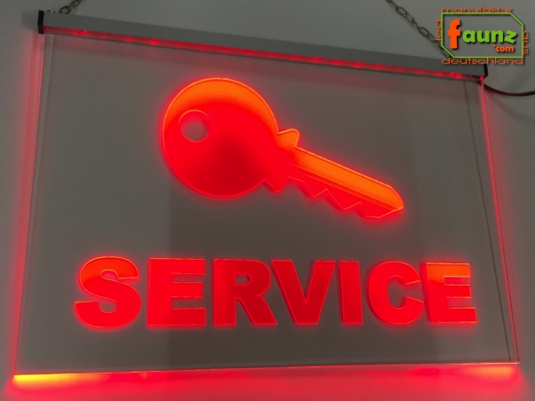 LED Werbeschild Firmenschild Gravur "Schlüssel Service" Arztschild Kanzleischild Ladenschild Praxisschild Leuchtreklame Leuchtschild