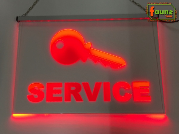 LED Werbeschild Firmenschild Gravur "Schlüssel Service" Arztschild Kanzleischild Ladenschild Praxisschild Leuchtreklame Leuchtschild