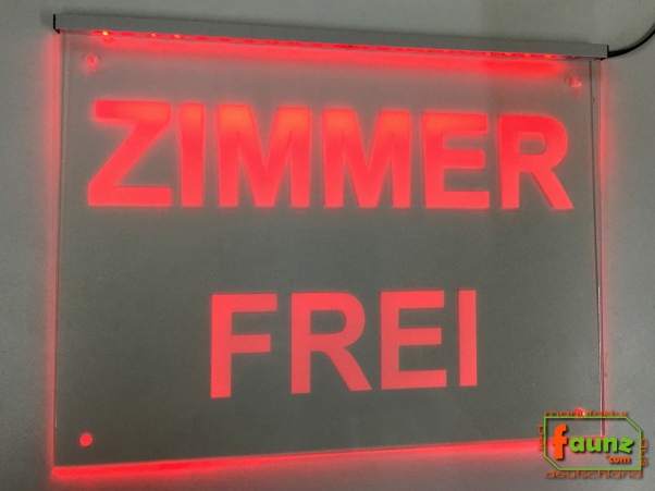 LED Werbeschild Angebotsschild Gravur "Zimmer frei" Ladenschild Lichtwerbung Leuchtreklame Leuchtschild