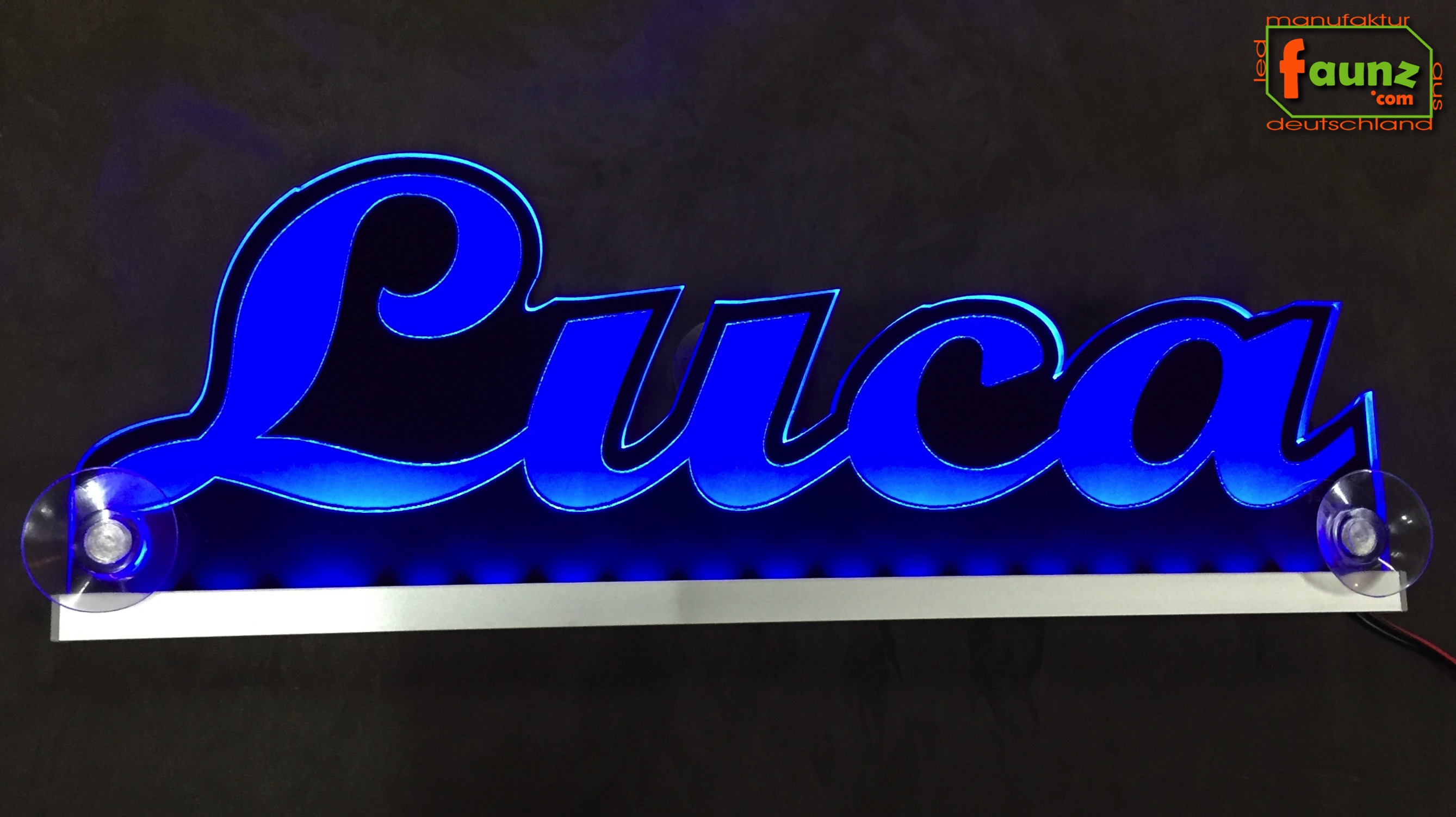 Manufaktur für LED Leuchtschilder - Ihr LED Wunschname Luca  Namensschild Leuchtschild Truckerschild als Konturschnitt