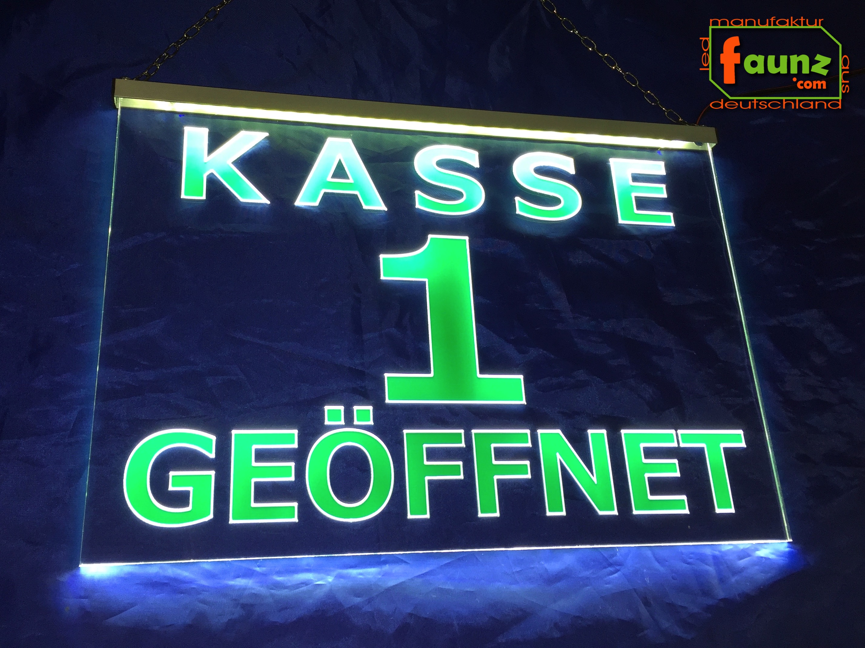 LED Kassenschild Kasse 1 - Hinweisschild Orientierungsschild Werbeschild  Leuchtschild