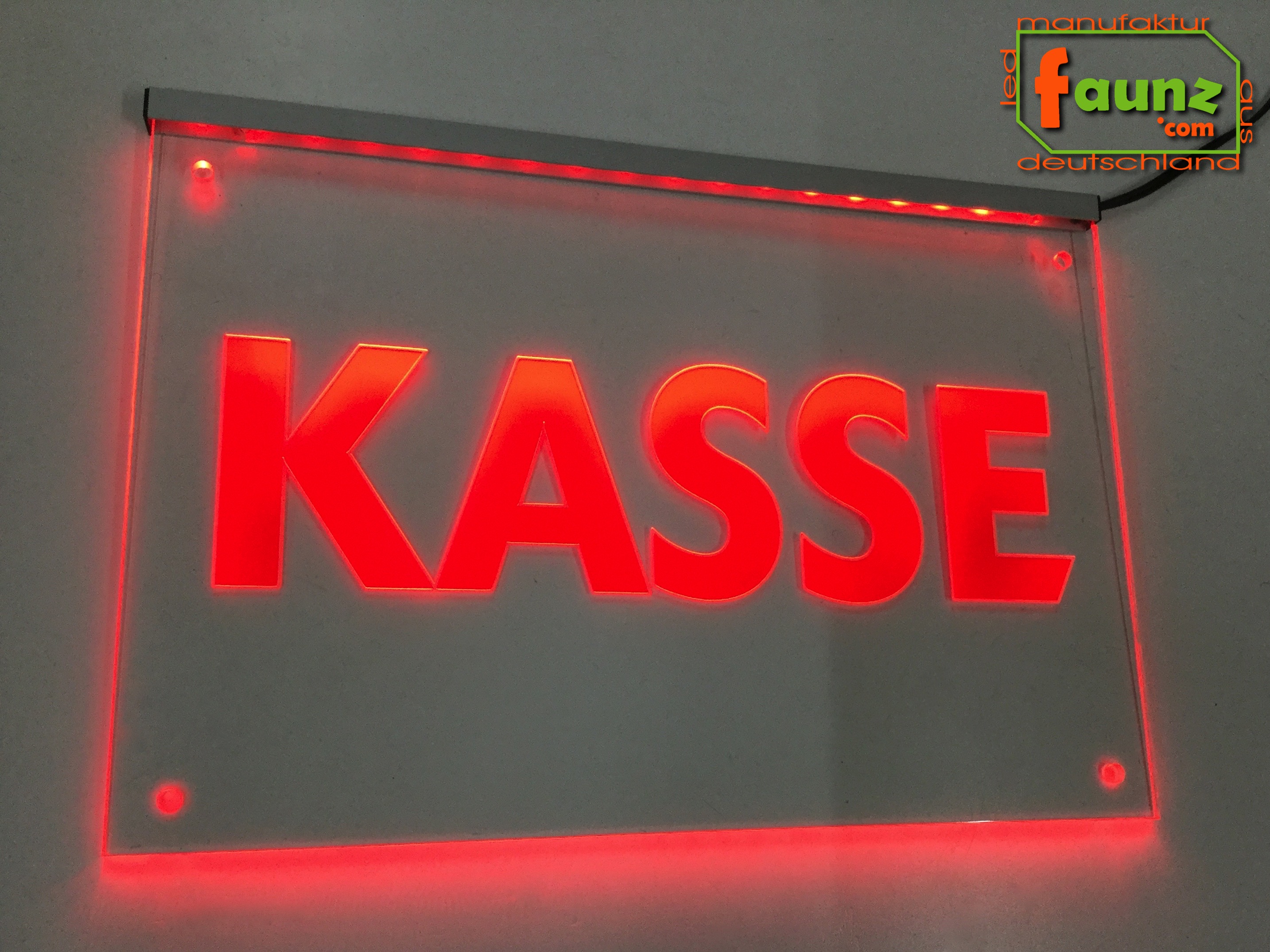 LED Kassenschild Kasse - Hinweisschild Orientierungsschild Werbeschild  Leuchtschild