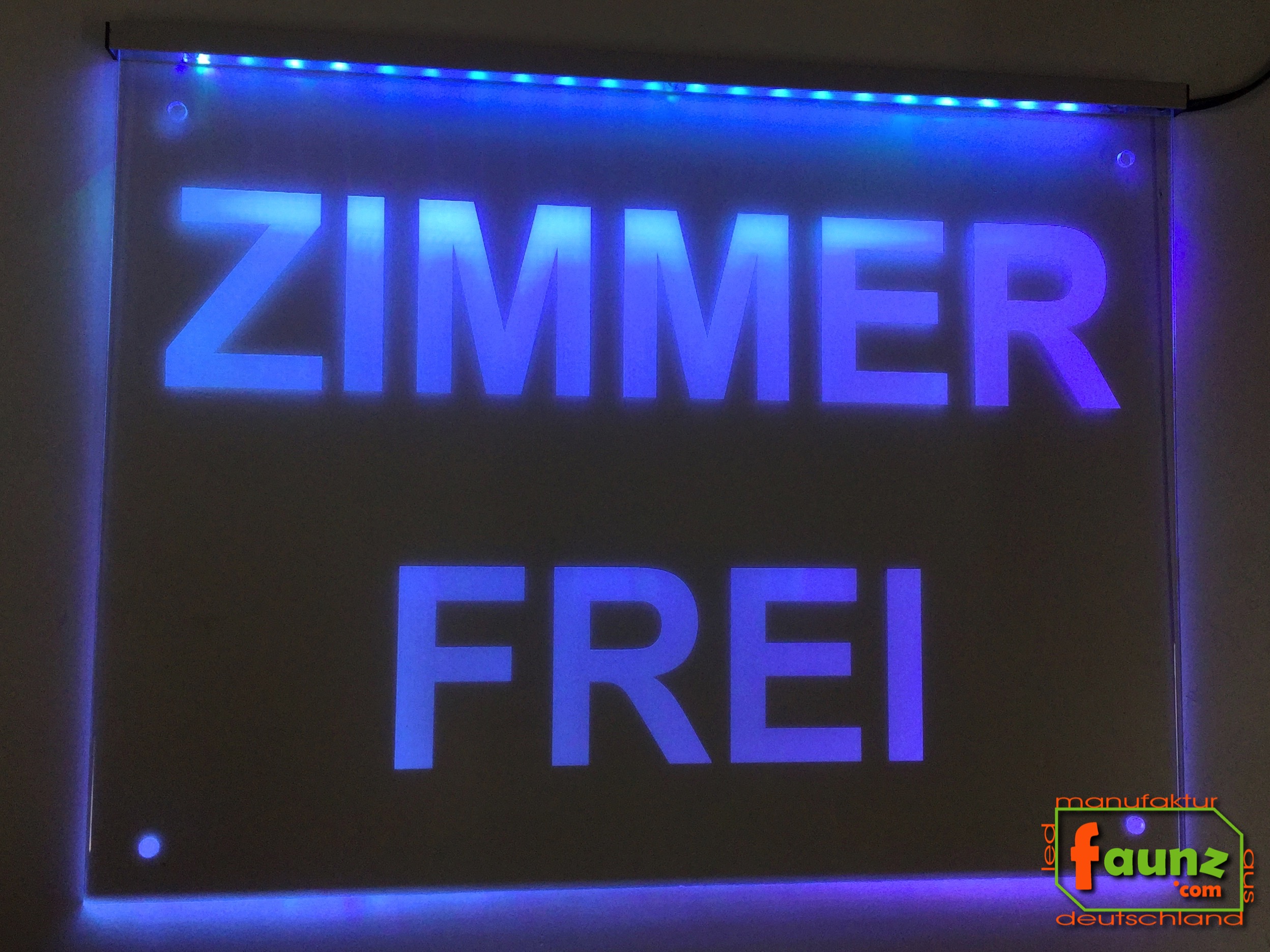 LED Werbeschild Hinweisschild ZIMMER FREI faunz©com faunz Leuchtschild