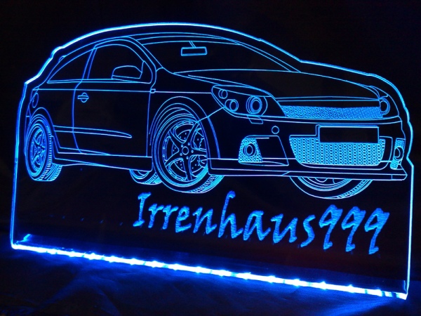 LED Fahrzeug-Gravur für "Opel Astra H OPC - GTC - 16V" Oldtimer Liebhaber Tuning Wanddekoration Leuchtschild