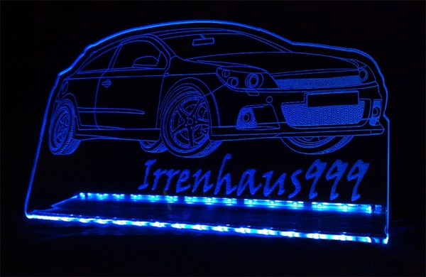 LED Fahrzeug-Gravur für "Opel Astra H OPC - GTC - 16V" Oldtimer Liebhaber Tuning Wanddekoration Leuchtschild