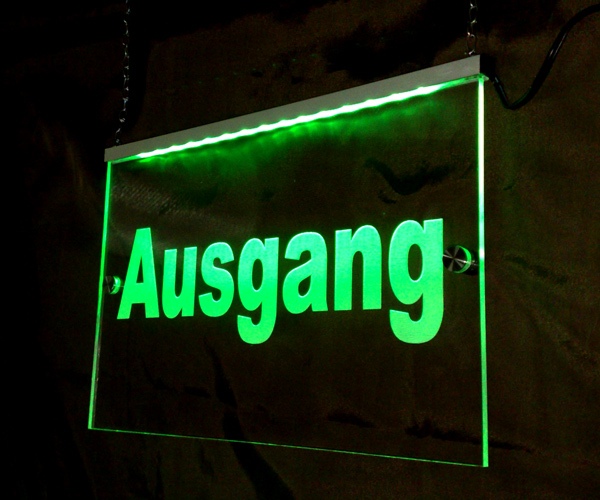 LED Hinweisschild Gravur “Ausgang" Info-Schild Signalschild Werbeschild Leuchtschild