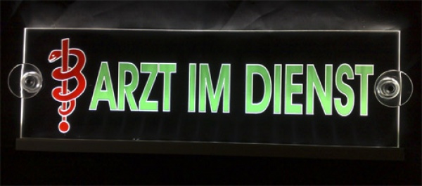 LED Leuchtschild Einsatzschild " Arzt im Dienst "